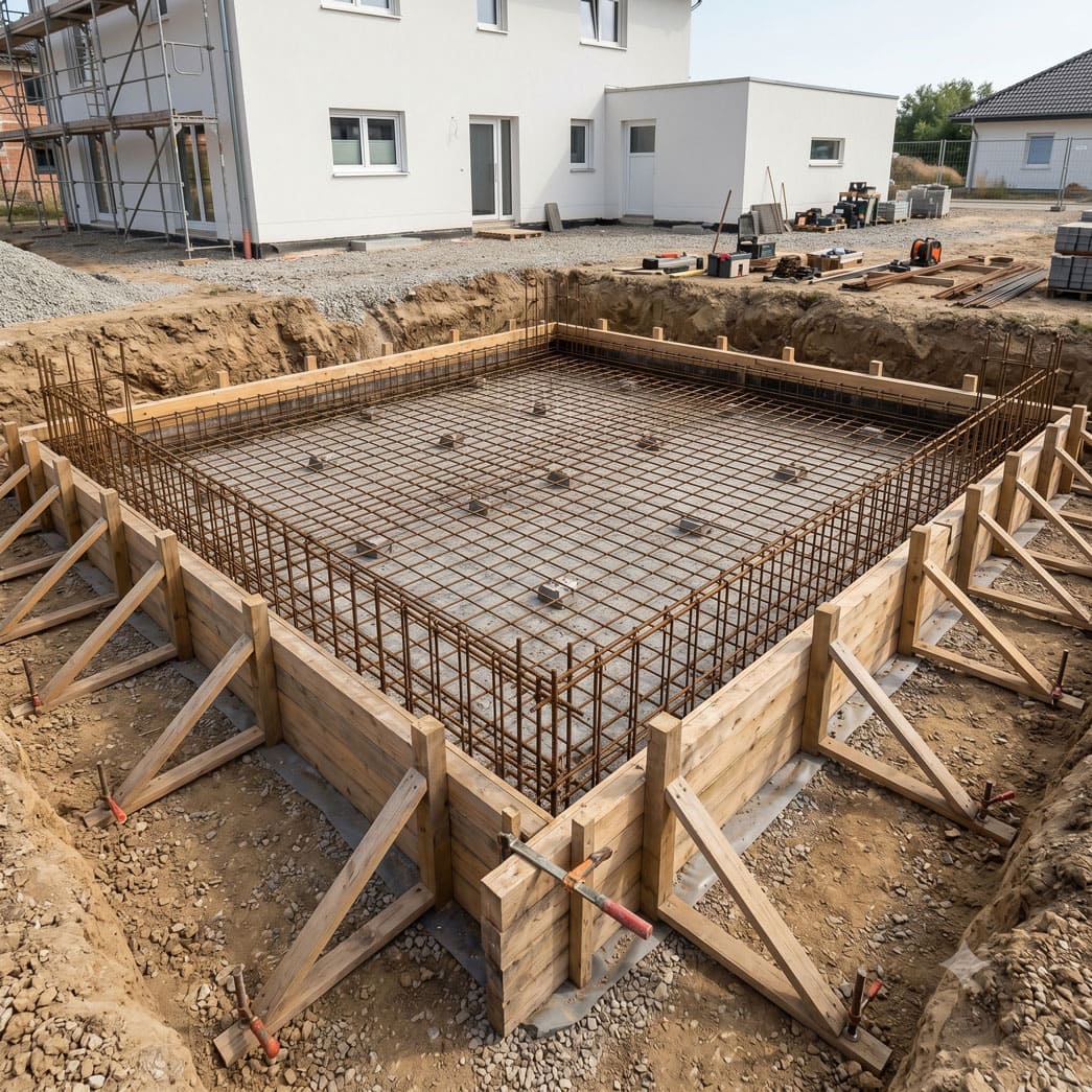 Fundament pod garaż: krok 3 - zbrojenie i szalowanie