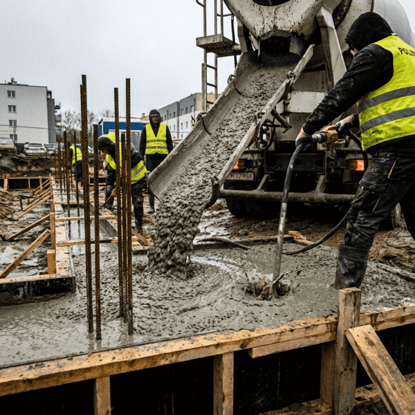 Fundament pod garaż: krok 4 - betonowanie