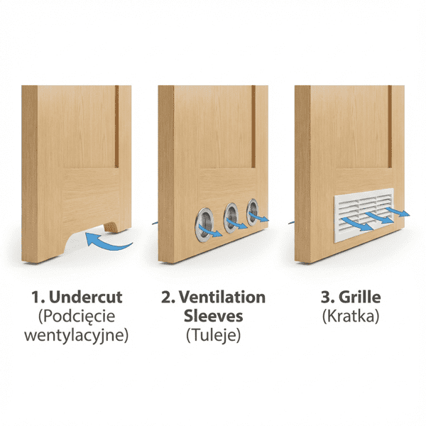 Podcięcie, tuleje czy kratka? Wentylacja w drzwiach łazienkowych bez tajemnic